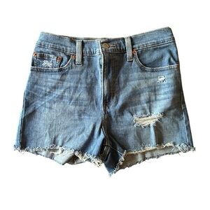 Levi’s High Rise Jean Shorts Jorts Distressed Stretch Women’s Size‎ 28